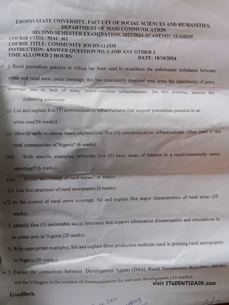 MAC 362 Past Questions and Answers