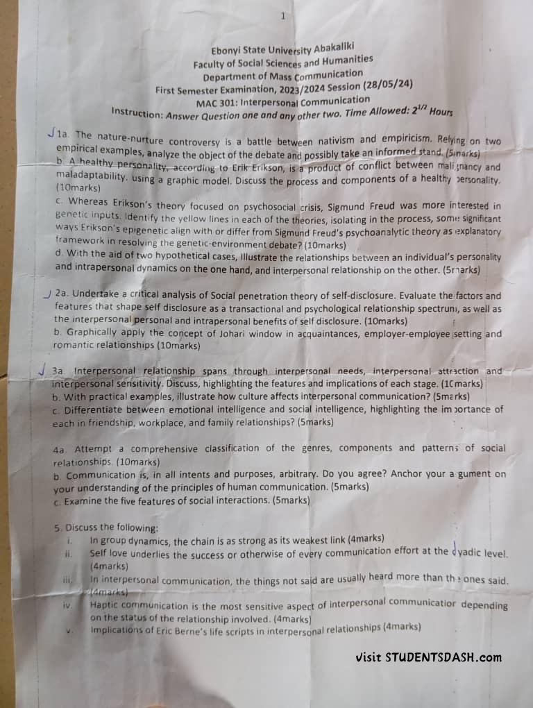 MAC 301 Past Questions and Answers