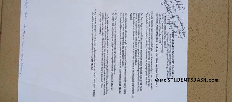 PSY 212 Past Questions and Answers