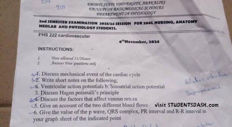 PHS 222 Past Questions and Answers