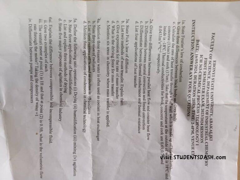 ICH 363 Past Questions and Answers