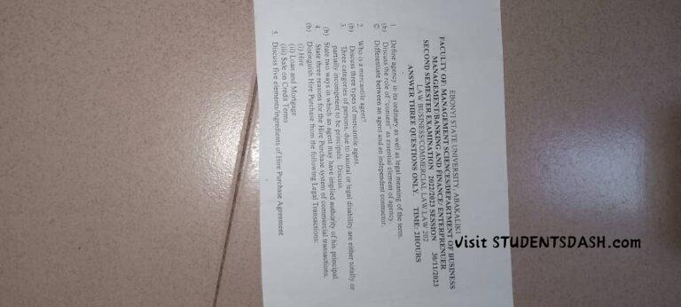 LAW 202 Past Questions and Answers