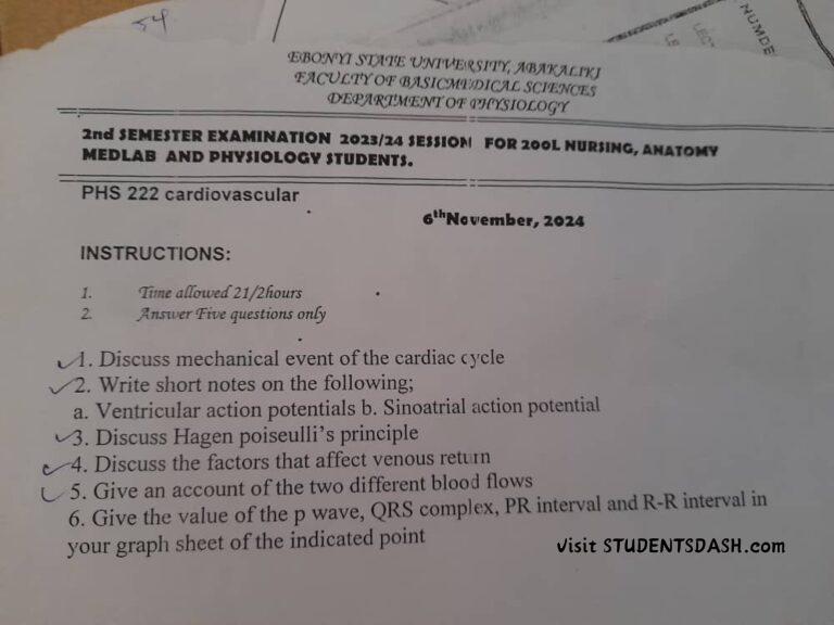 PHS 222 Past Questions and Answers