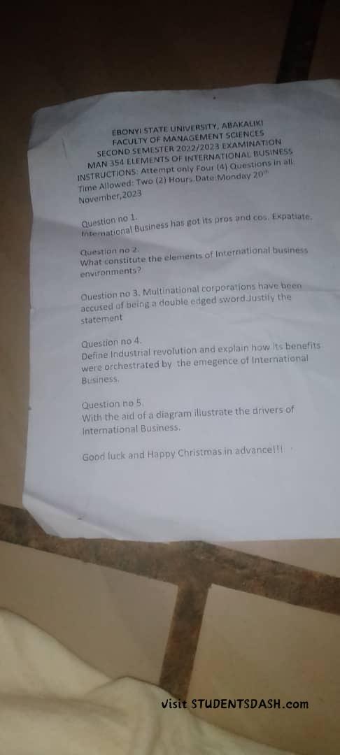 MAN 354 Past Questions and Answers
