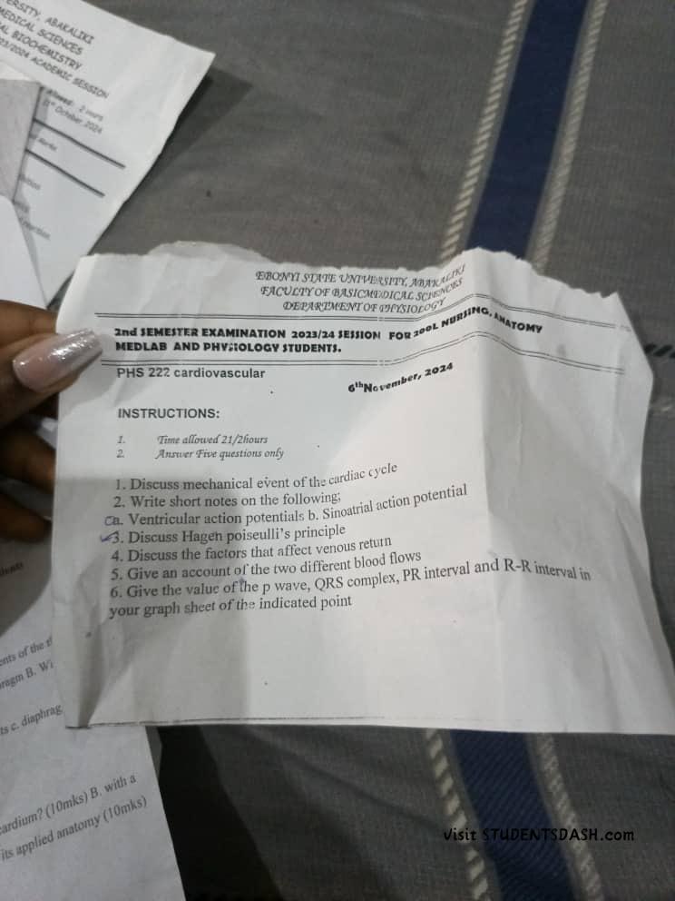 PHS 222 Past Questions and Answers
