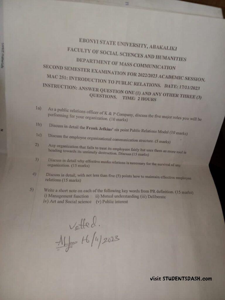 MAC 251 Past Questions and Answers