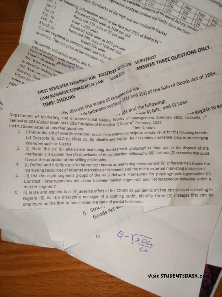 MKT 201 Past Questions and Answers