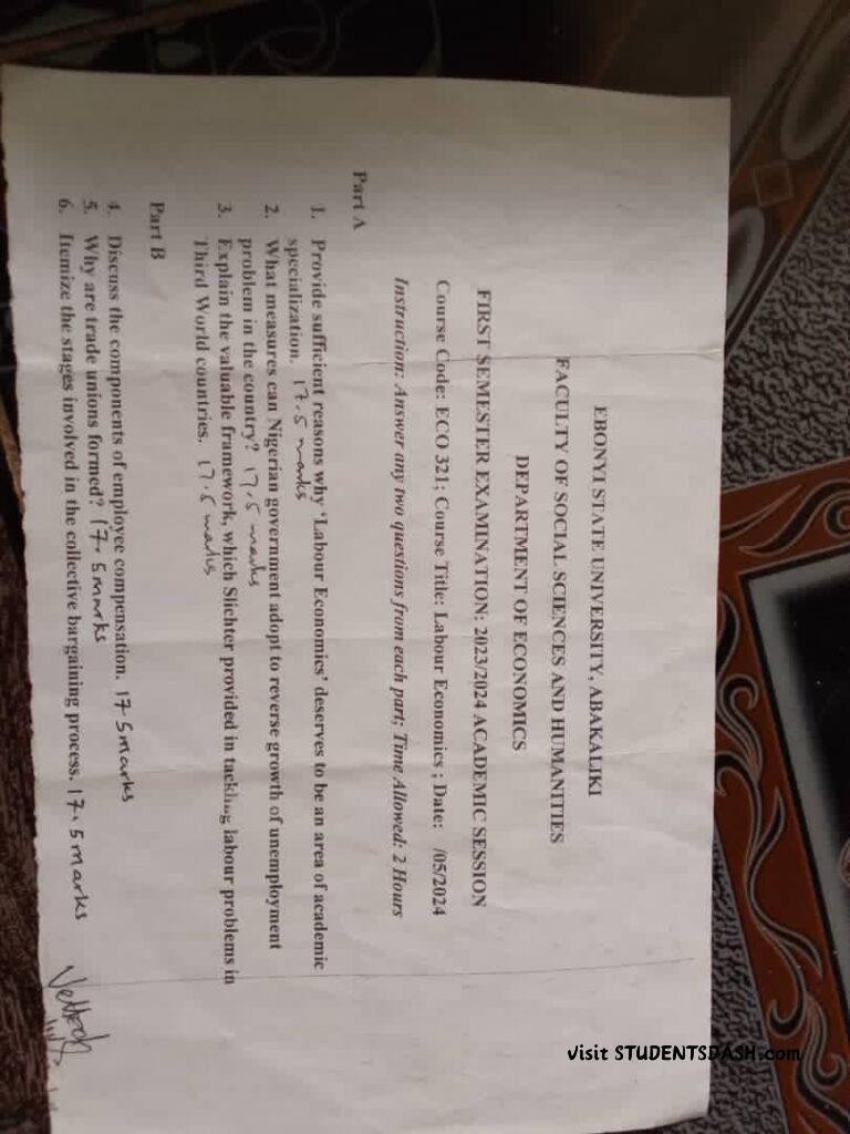 ECO 321 Past Questions and Answers
