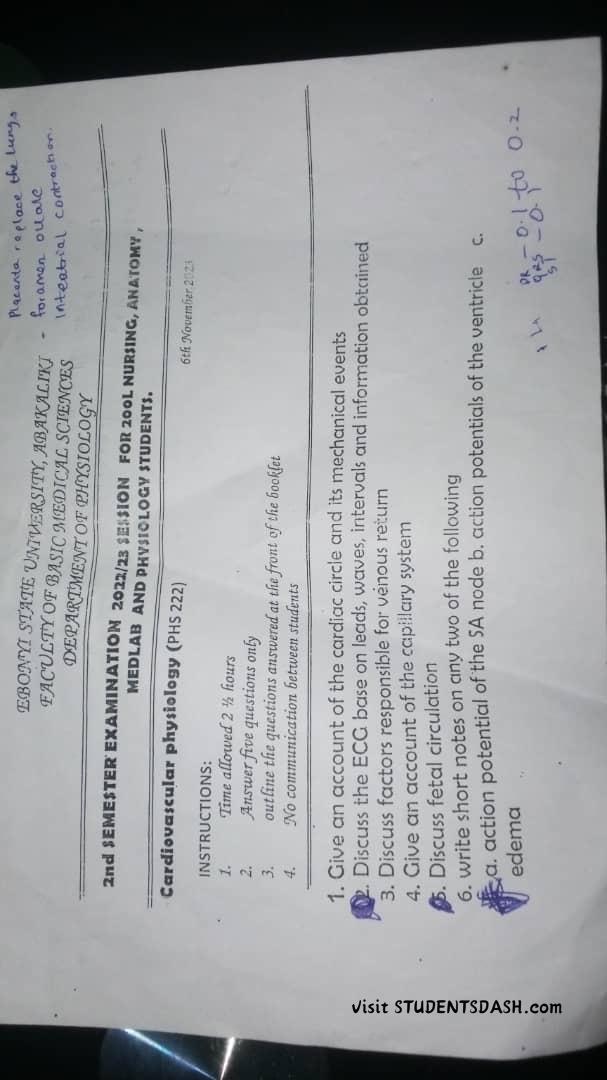 PHS 222 Past Questions and Answers