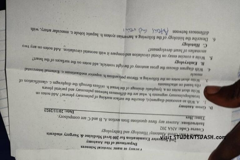 ANA 202 Past Questions and Answers