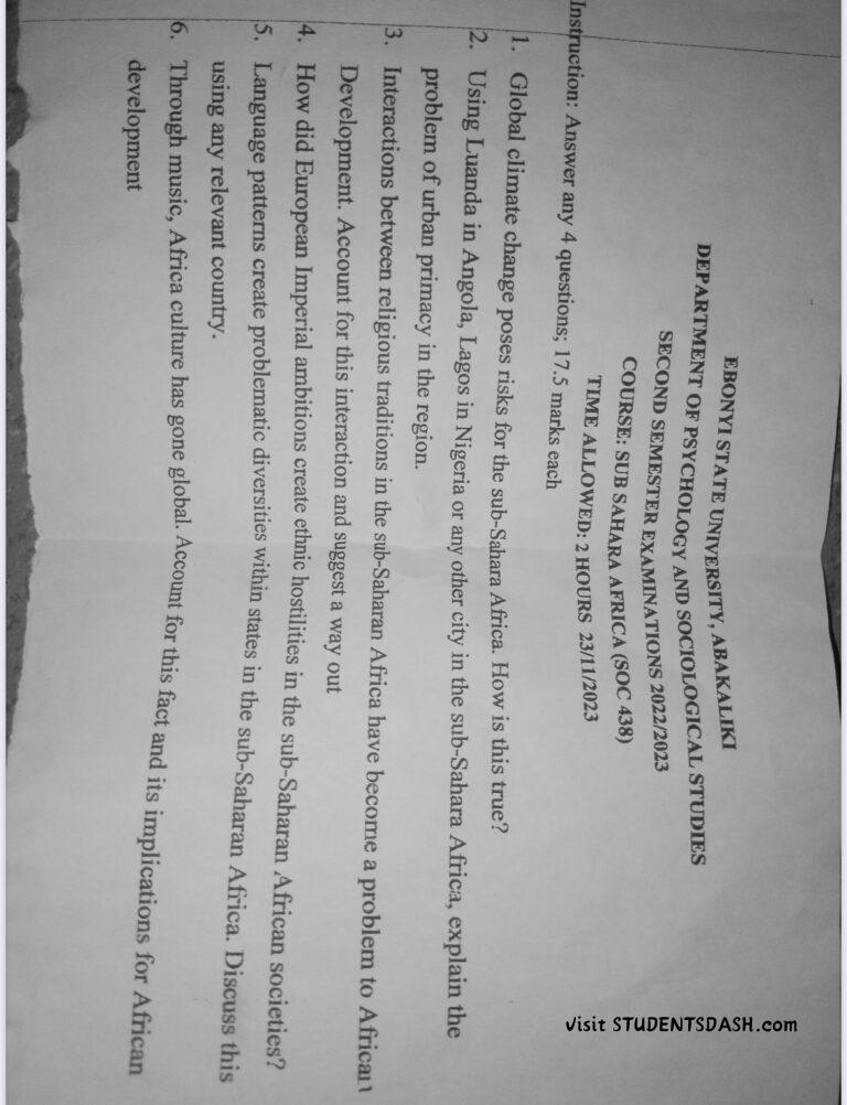 SOC 438 Past Questions and Answers