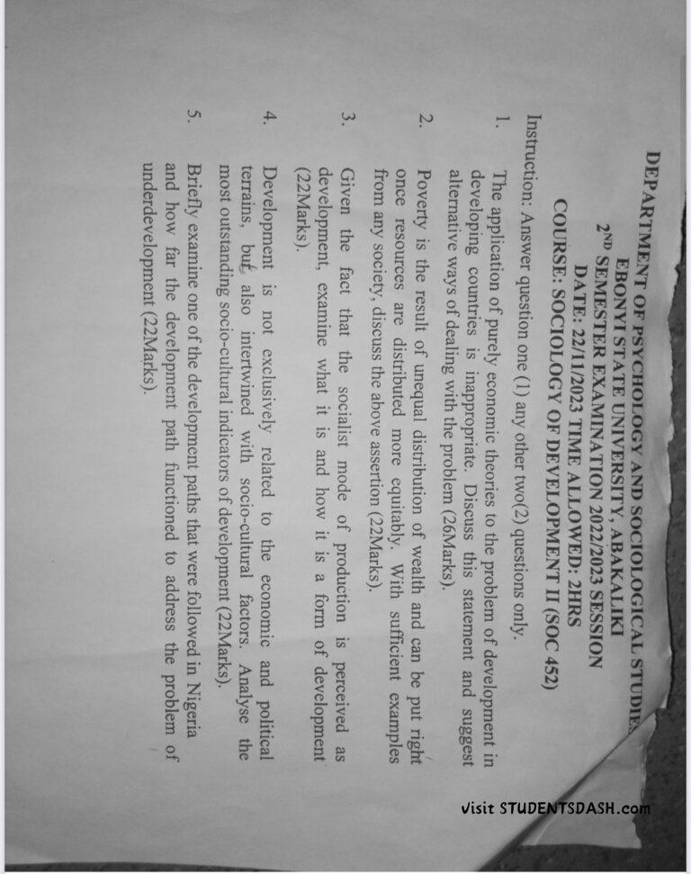 SOC 452 Past Questions and Answers