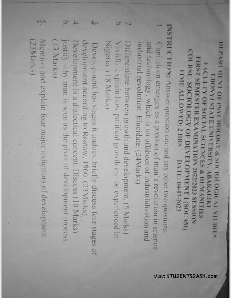 SOC 451 Past Questions and Answers