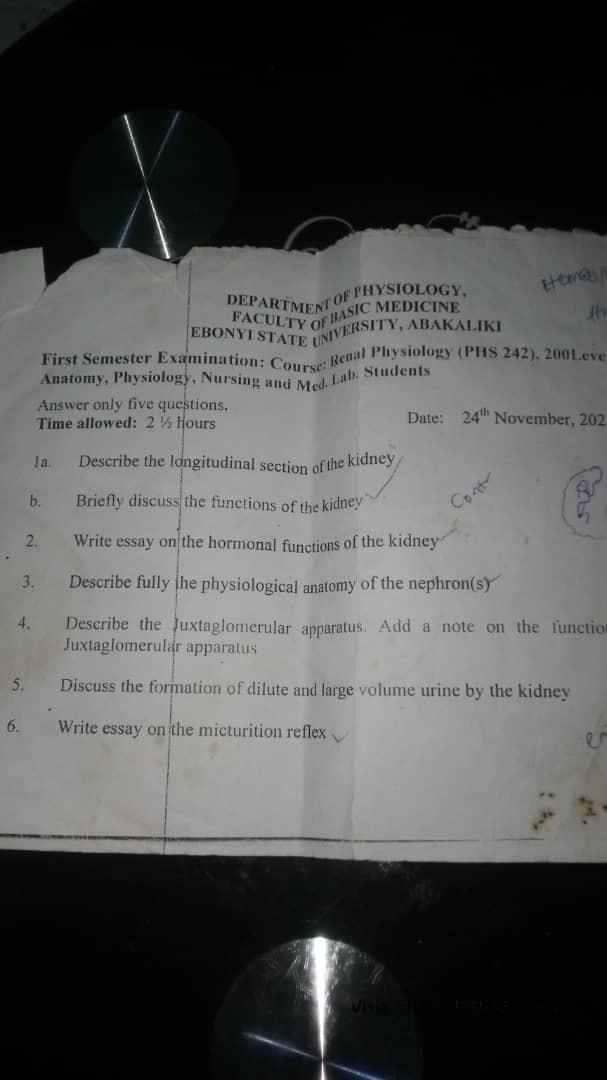 PHS 242 Past Questions and Answers