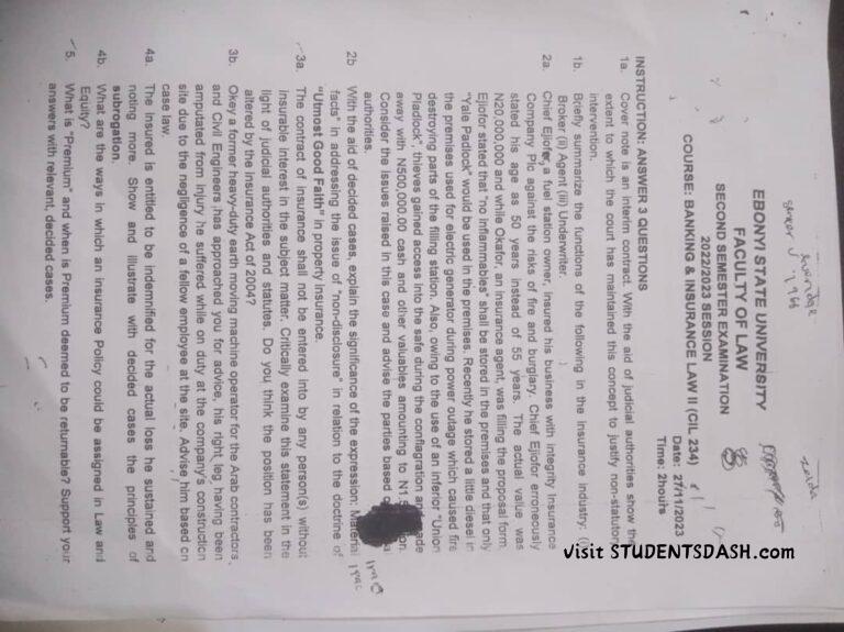 CIL 234 Past Questions and Answers