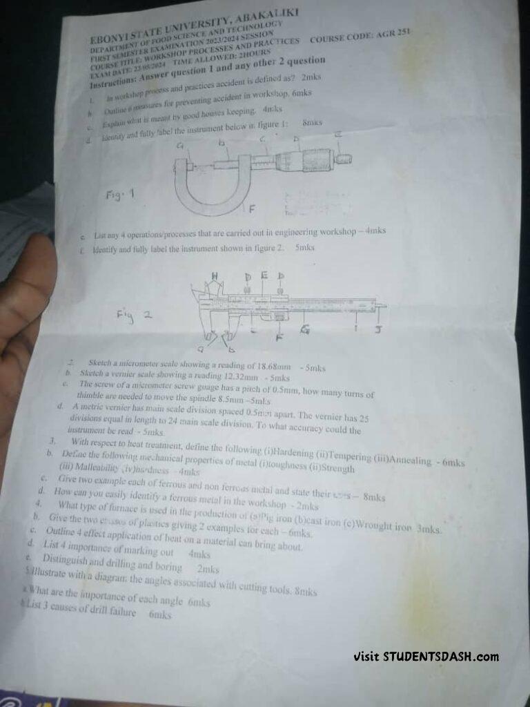 AGR 251 Past Questions and Answers