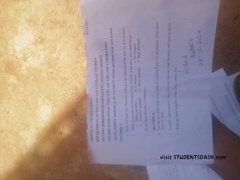 EBSU-ENG 146 Past Questions and Answers