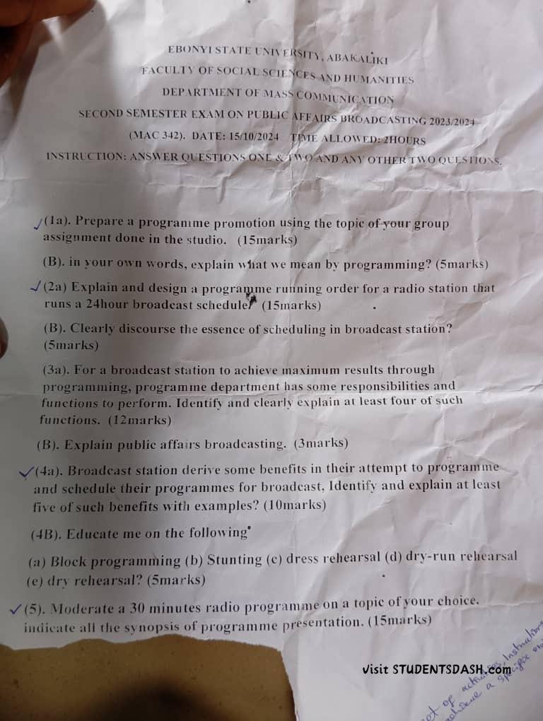 MAC 342 Past Questions and Answers