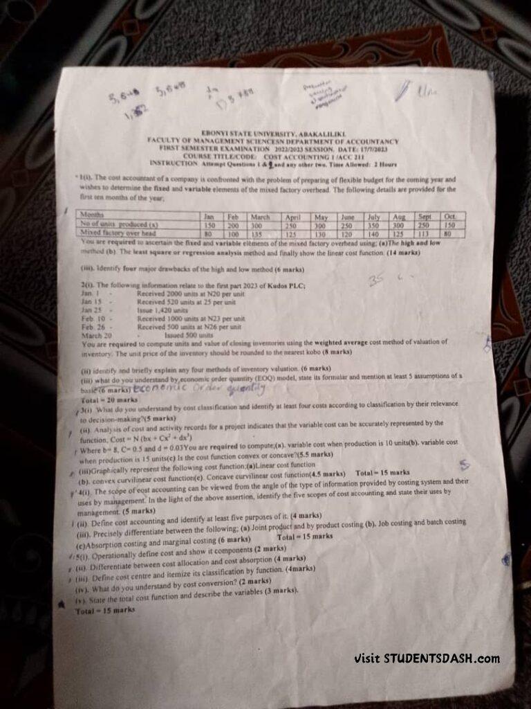 ACC 211 Past Questions and Answers
