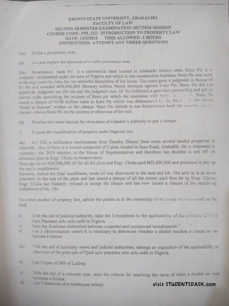 PPL 223 Past Questions and Answers