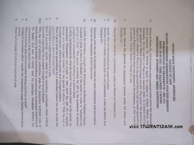 PPL 224 Past Questions and Answers