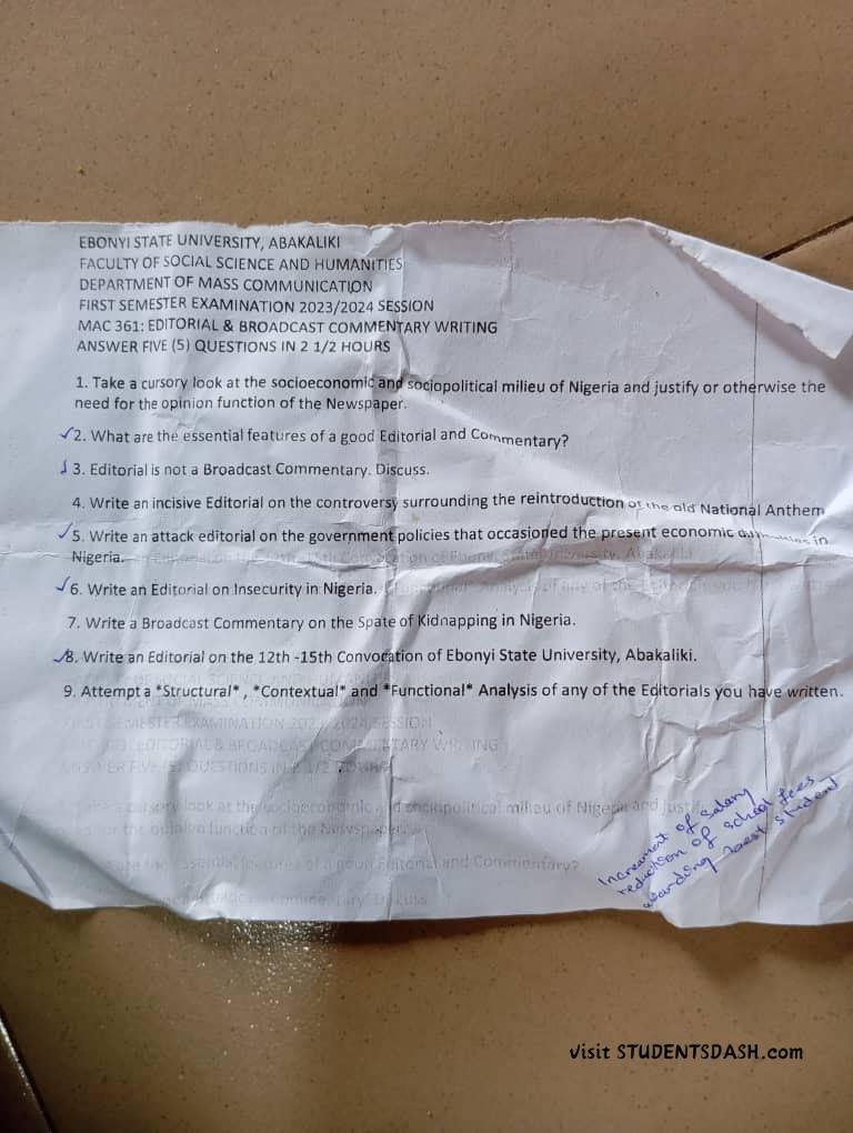 MAC 261 Past Questions and Answers