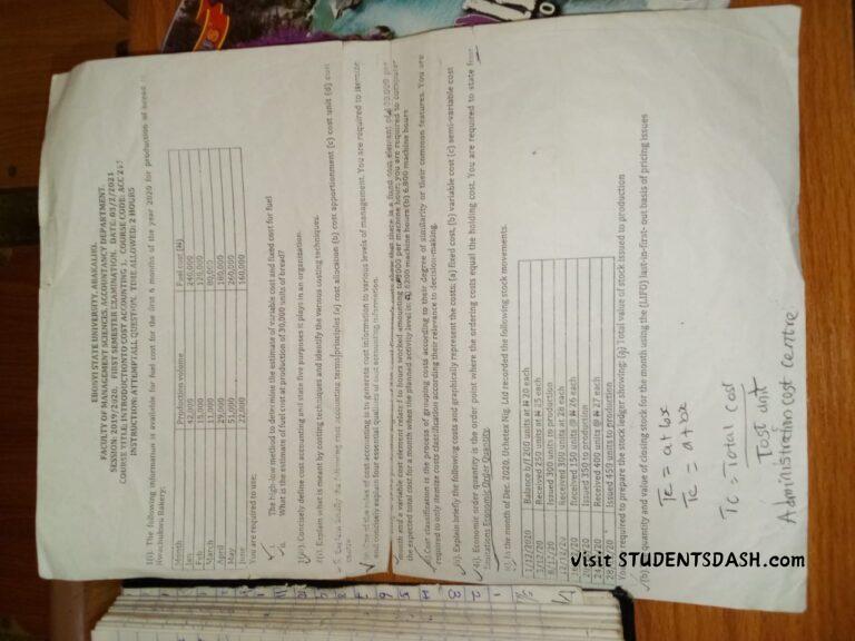 ACC 211 Past Questions and Answers