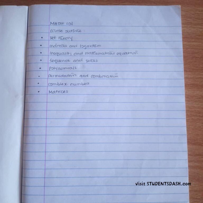 MATH 101 Note (MTH 101 Full Class Note)