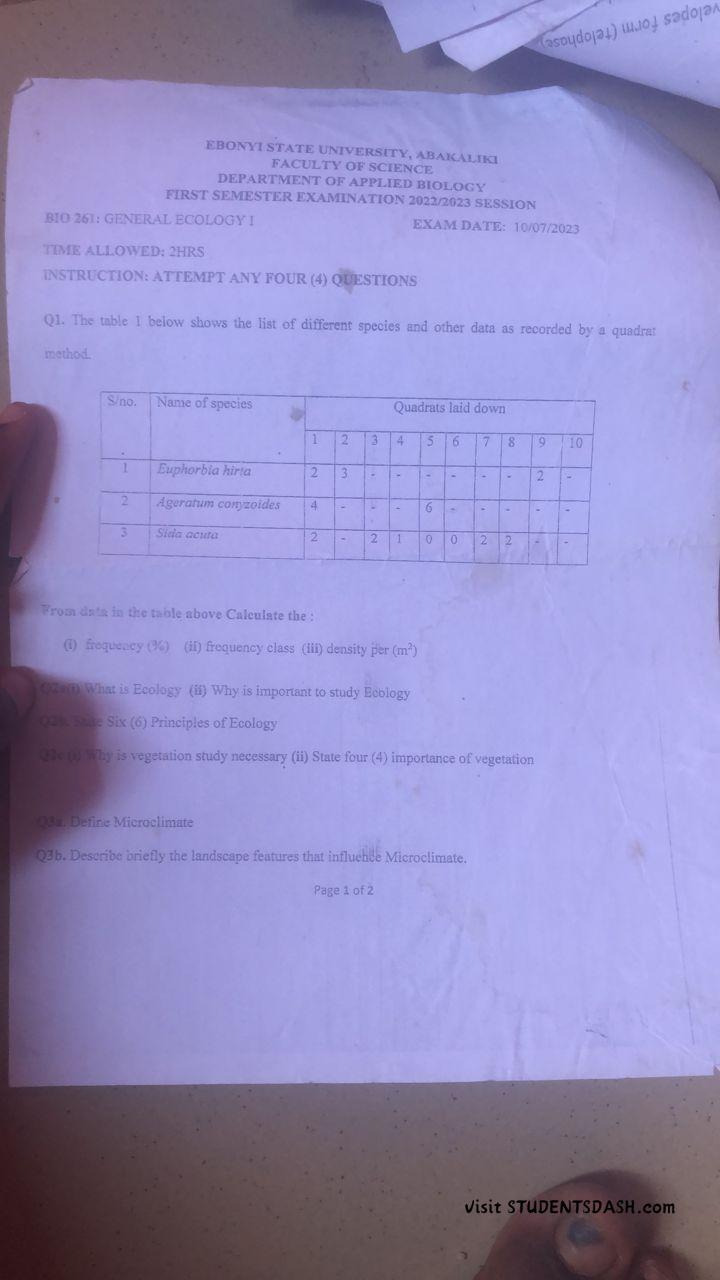 BIO 261 Past Questions and Answers