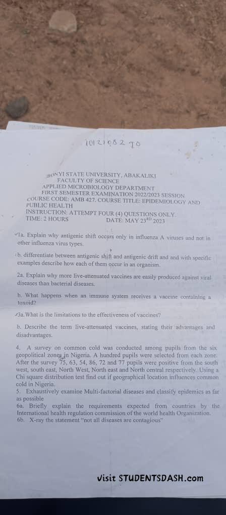 AMB 427 Past Questions and Answers