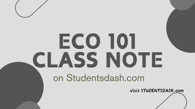 ECO 101 Note – Principles of Economics