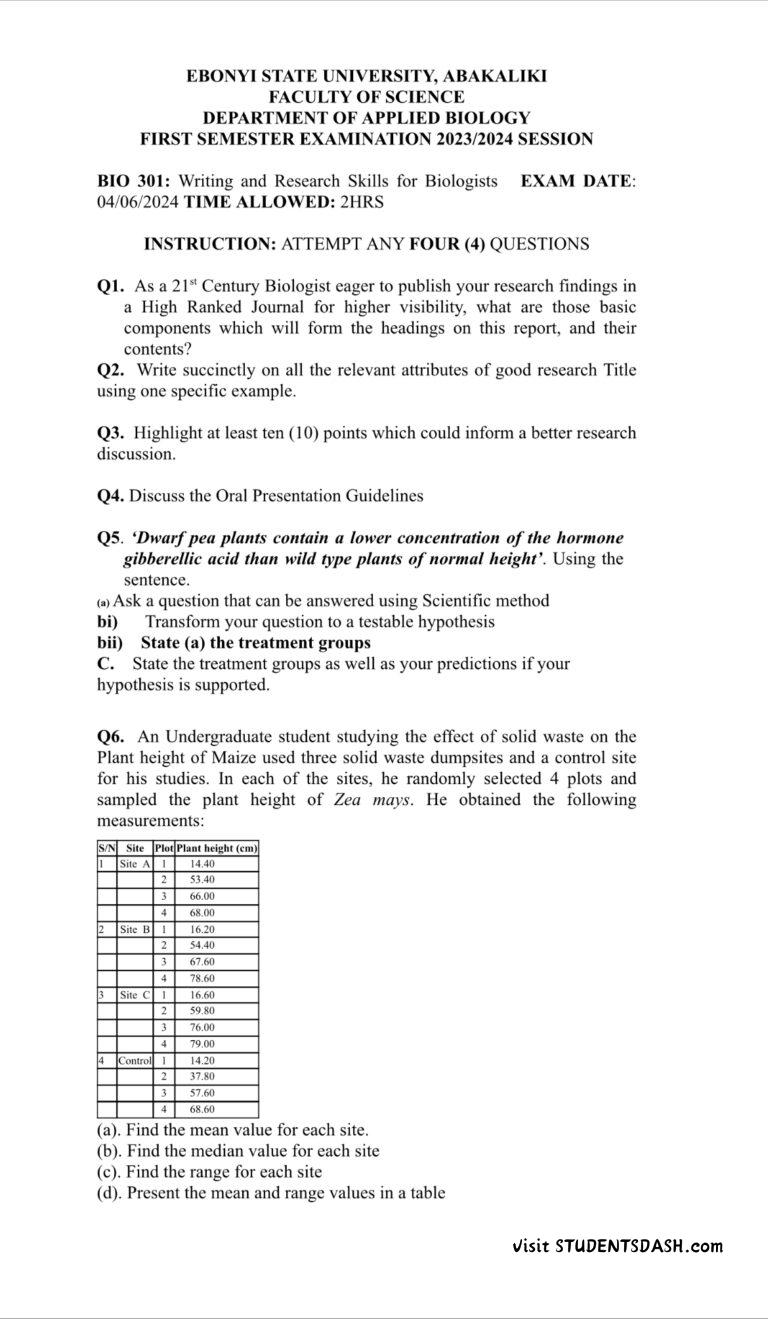 BIO 361 Past Questions and Answers