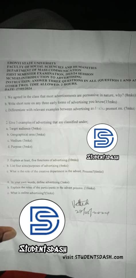 MCM 103 Past Questions and Answers