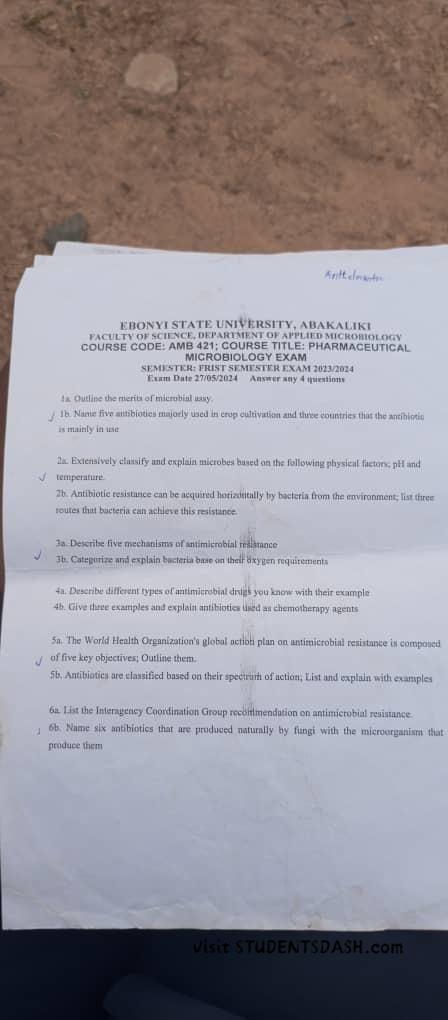 AMB 421 Past Questions and Answers