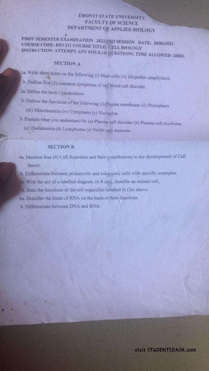 BIO 211 Past Questions and Answers 2