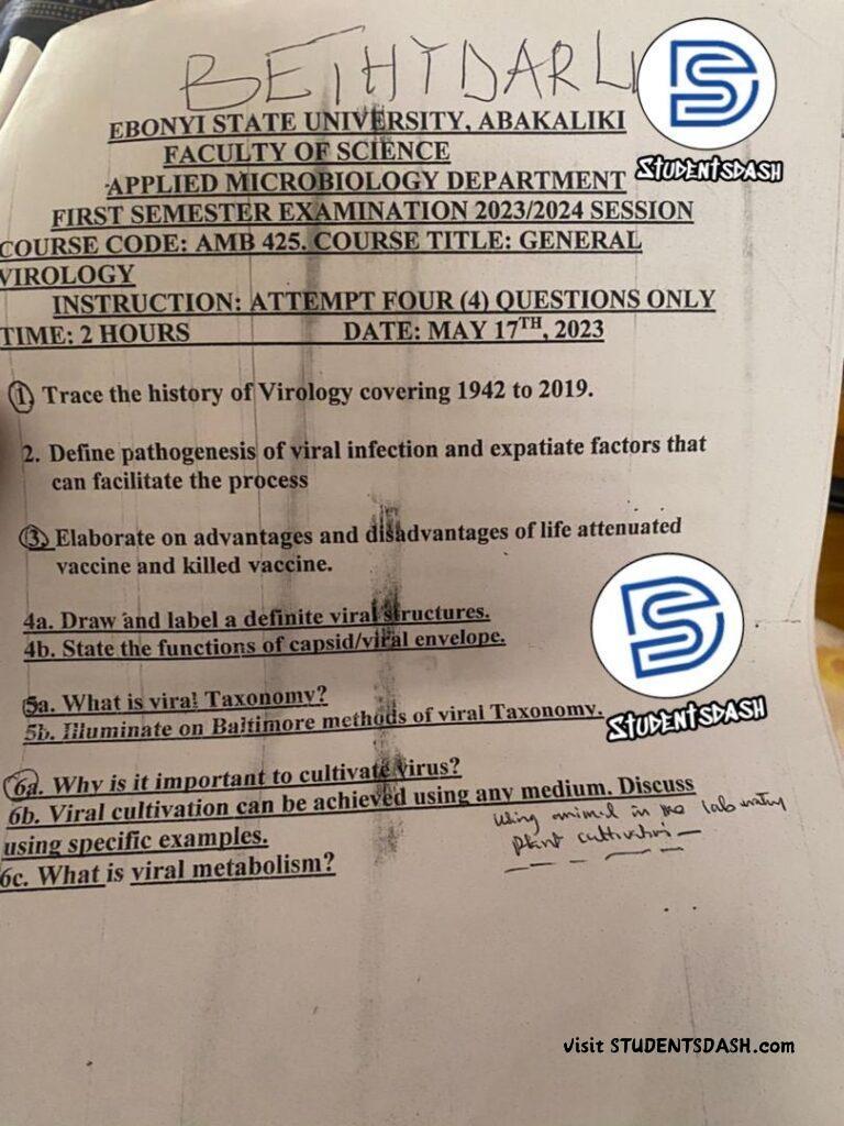 AMB 425 Past Questions and Answers