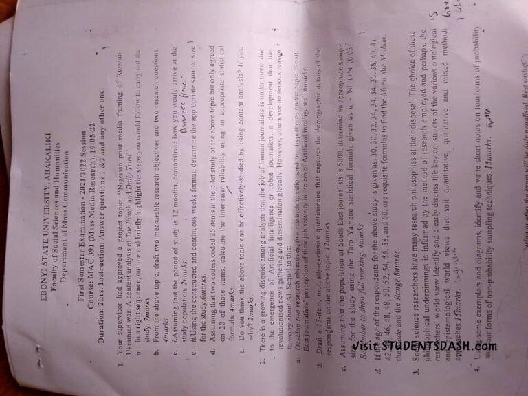 MAC 391 Past Questions and Answers 2022