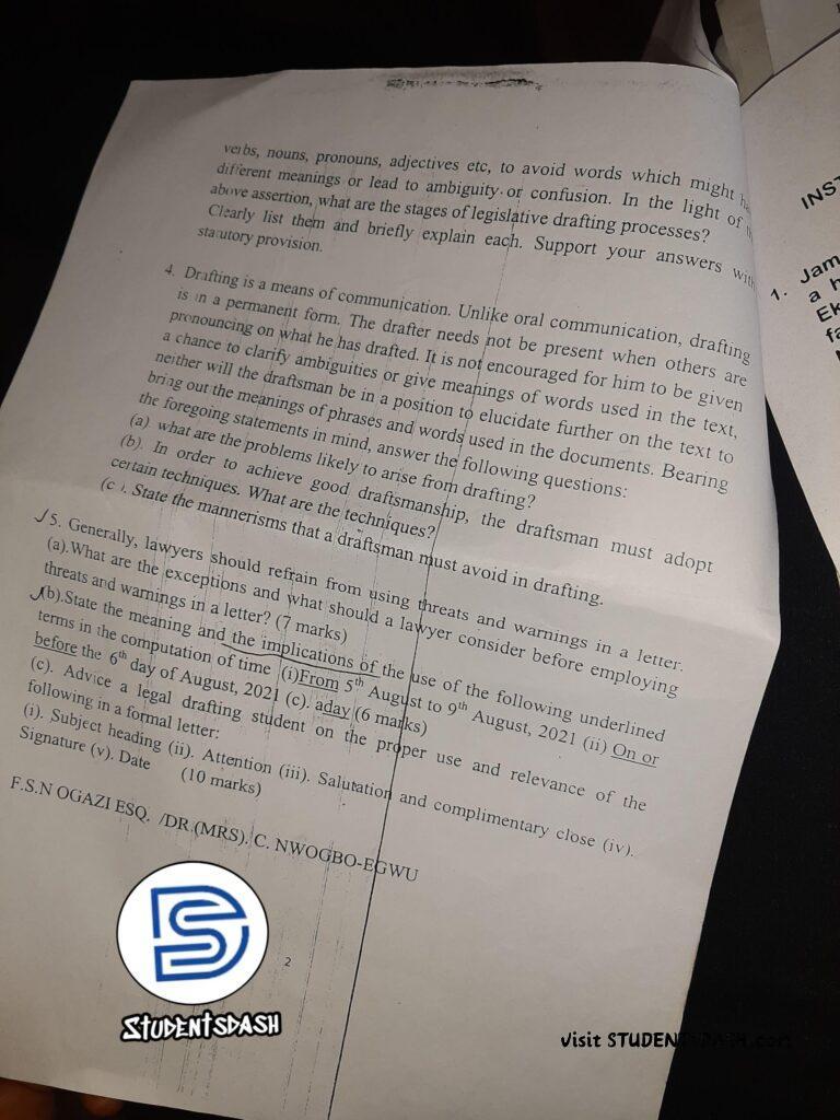 PPL 425 Past Questions and Answers