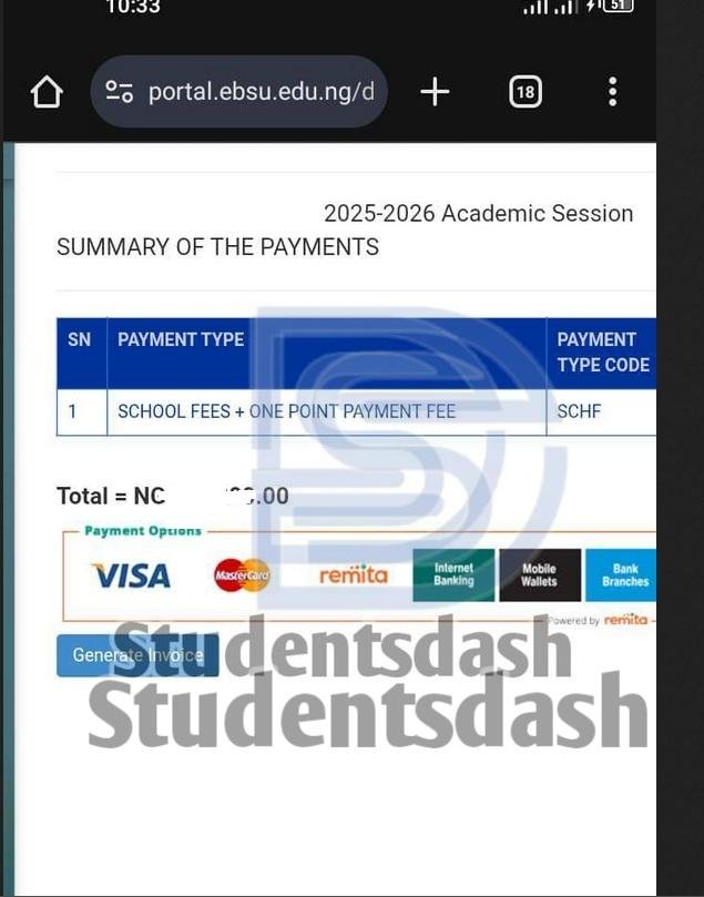 EBSU School Fees For 200L Students (Ebonyi State University)