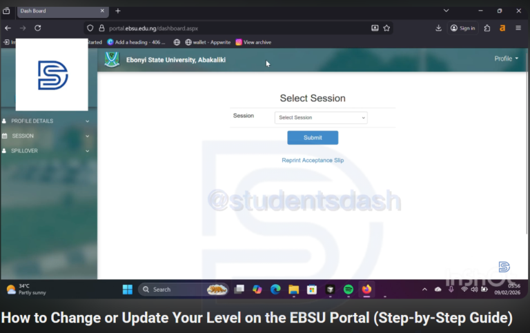 How to Change or Update Your Level on the EBSU Portal (Step-by-Step Guide)