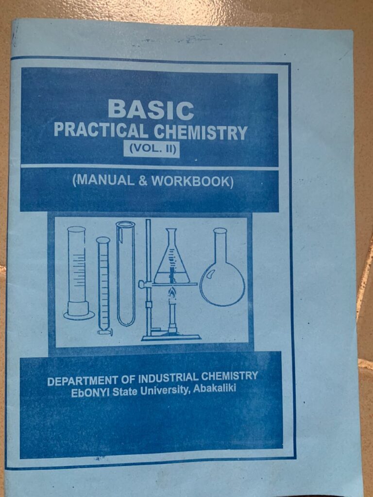 ICH 192 BASIC PRACTICAL CHEMISTRY MANUAL ASSIGNMENT SOLUTION
