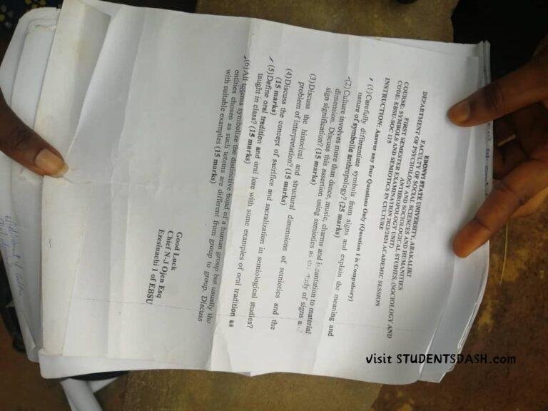 EBSU-SOC  115 Past Questions and Answers