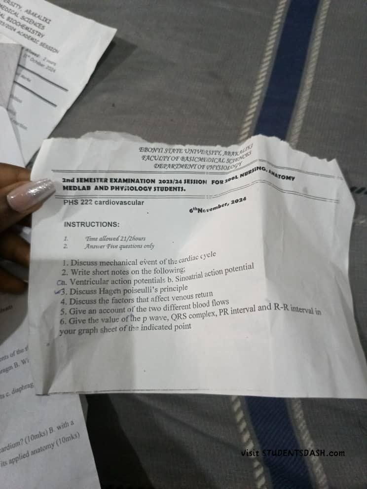 PHS 222 Past Questions and Answers