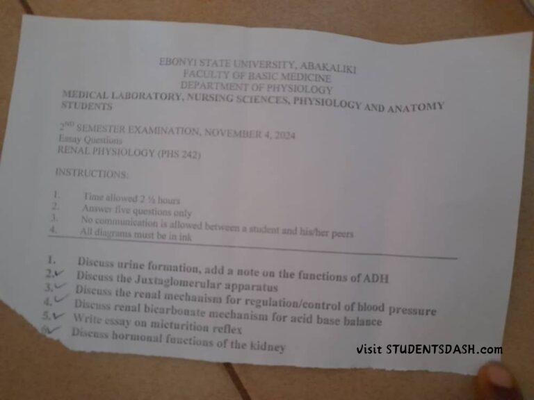 PHS 242 Past Questions and Answers