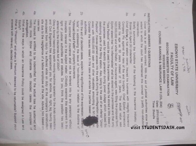 CIL 234 Past Questions and Answers