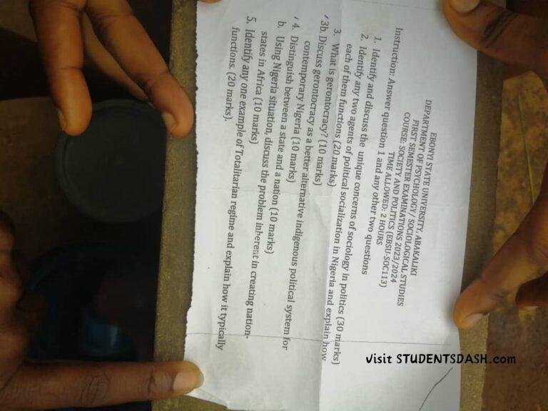SOC 113 Past Questions and Answers