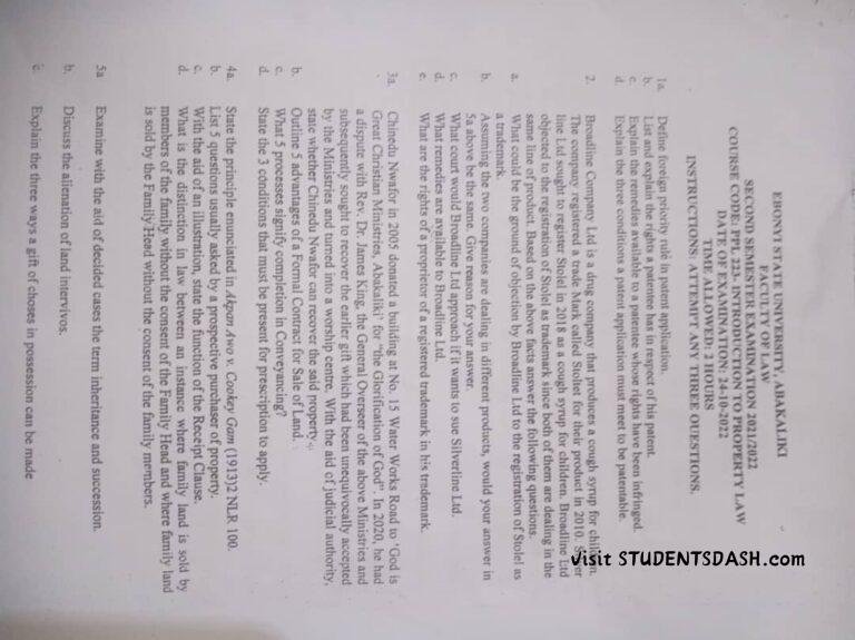 PPL 223 Past Questions and Answers
