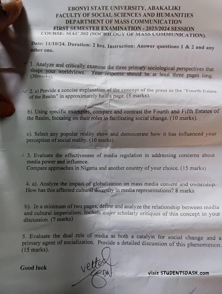 MAC 302 Past Questions and Answers