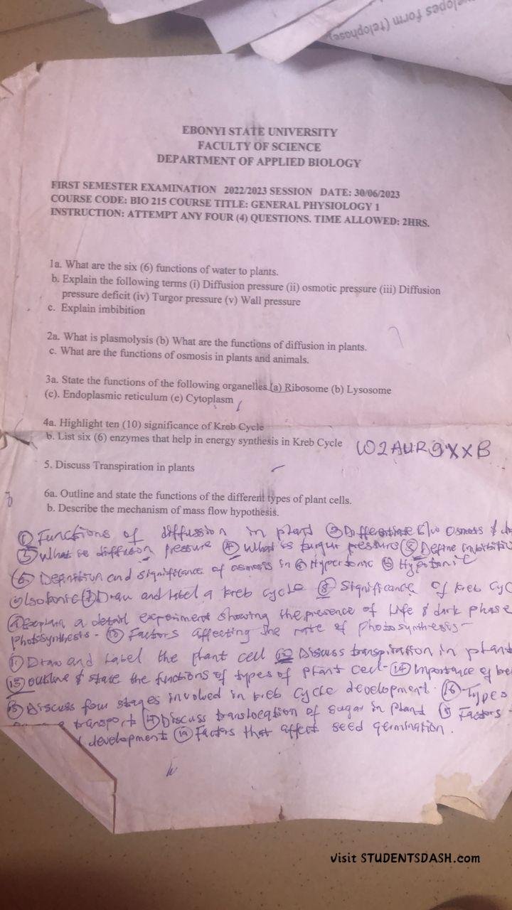 BIO 215 Past Questions and Answers