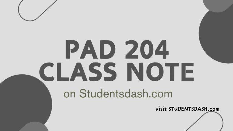 PAD 204 NOTE – INTRODUCTION TO POLITICAL SCIENCE